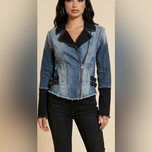 GUess Women's Blue Denim zip up Jacket. Size small